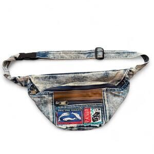 Vintage 80’s ‘Save the Whales' Stone Wash Denim Belt/Sling Bag